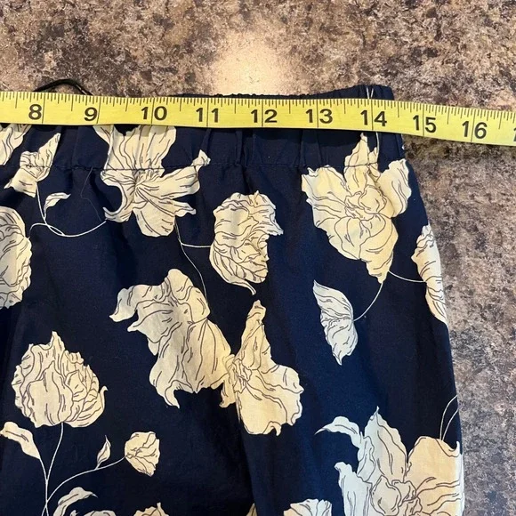 Sanctuary Floral Midi Skirt Medium Navy Cream Tiered Boho Elastic Waist Lined - Picture 8 of 9